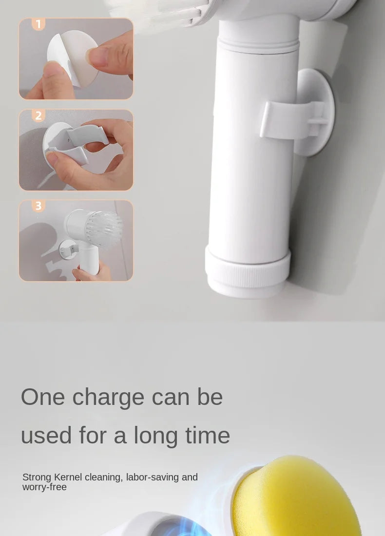 Brosse à livres électrique multifonctionnelle pour la cuisine, épurateur sans fil pour la vaisselle, les casseroles et les casseroles