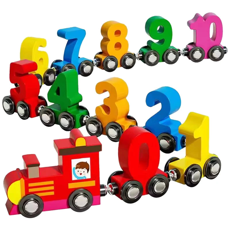 Ensemble de Train pour tout-petits, Puzzle de Train numérique magnétique, ensemble de Train en bois pour tout-petits, trains numériques, activités d'apprentissage éducatives
