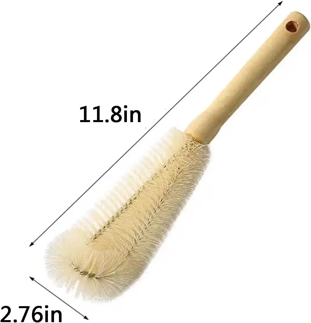 Nettoyeur de brosse de bouteille avec Long manche en bois, brosse de nettoyage de bouteille d'eau, poils naturels, brosse de bouteille de gommage de cuisine pour pichet de tasse