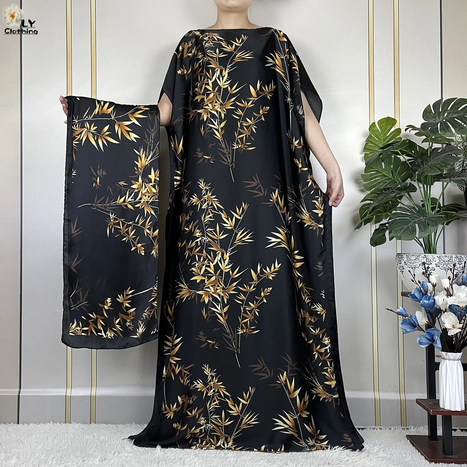 Muslim abayas with belt for women, African maxi dress, elegant evening dress, soft printed turban, new fashion, 2023
