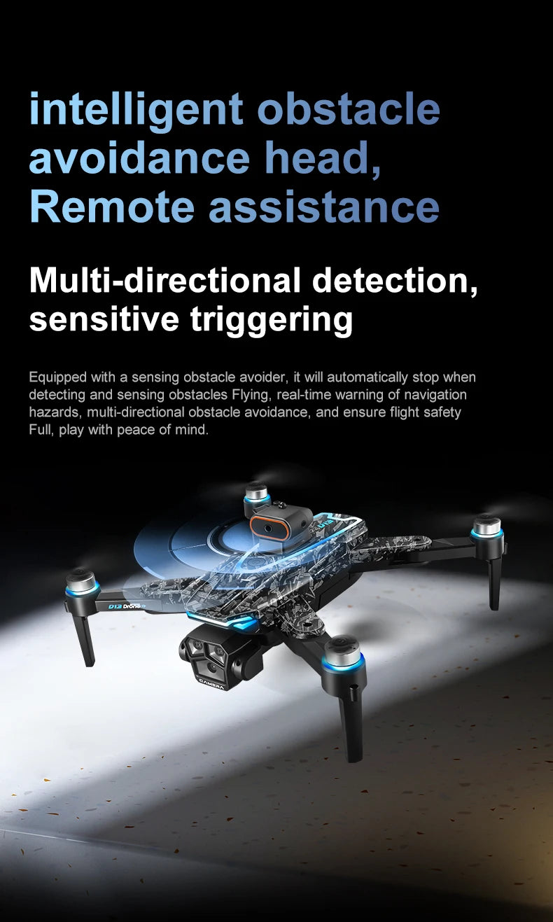 Nouveau Drone D13 4K professionnel trois caméras HD avec grand écran 5G WIFI FPV Dron flux optique sans brosse vol stationnaire pliable quadrirotor