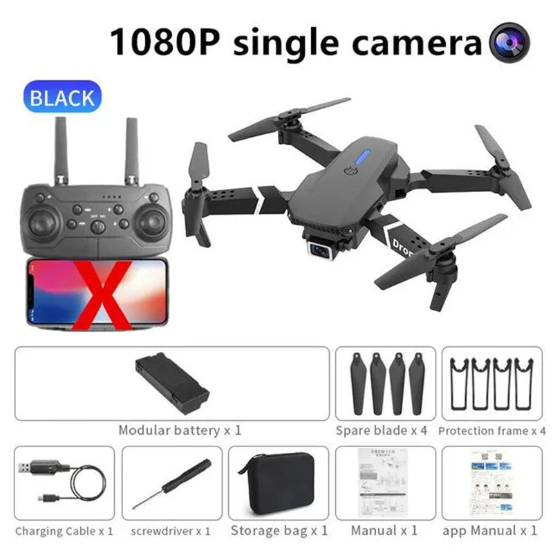 2024 nouveau E88 Pro WIFI FPV Drone grand Angle HD 4K 1080P caméra hauteur tenir RC pliable quadrirotor hélicoptère jouets cadeau