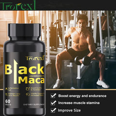 Pilules de Maca noires biologiques, 60 comprimés pour hommes, supplément améliorant, améliore la taille, l'endurance, favorise l'énergie saine
