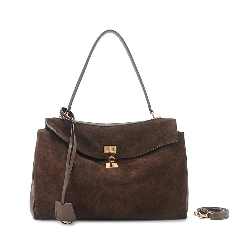 Sac à main de luxe pour femmes, café violet, marque avancée, Simple, fourre-tout en daim givré, sac à bandoulière de voyage pour banlieue