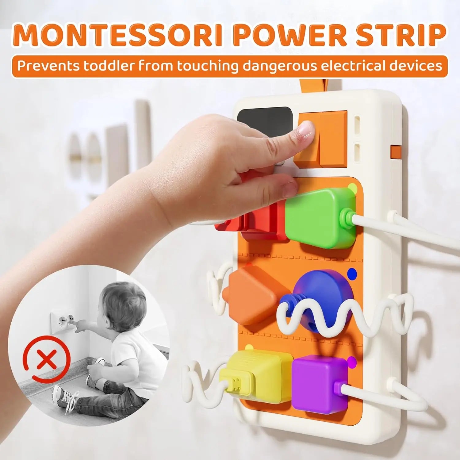 Montessori early educational toys, sensory power outlet for toddlers, busy board with light and sounds, airplane, car, travel toys, gift