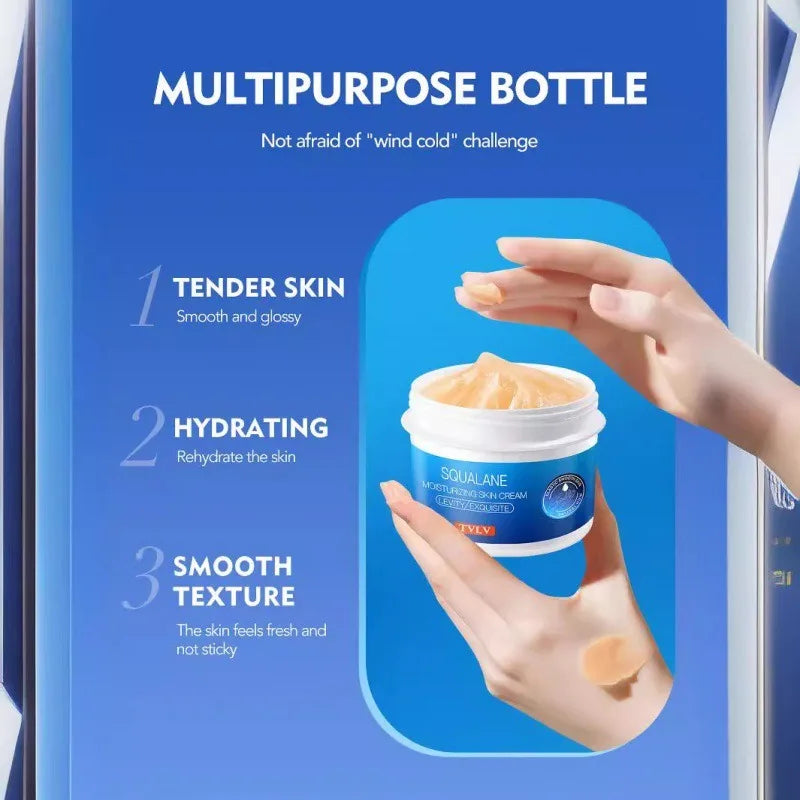 Crème au Squalane ultra-nourrissante pour peaux sèches et rugueuses, hydratant en profondeur, prévient les fissures, la sécheresse, rafraîchissante mais non grasse