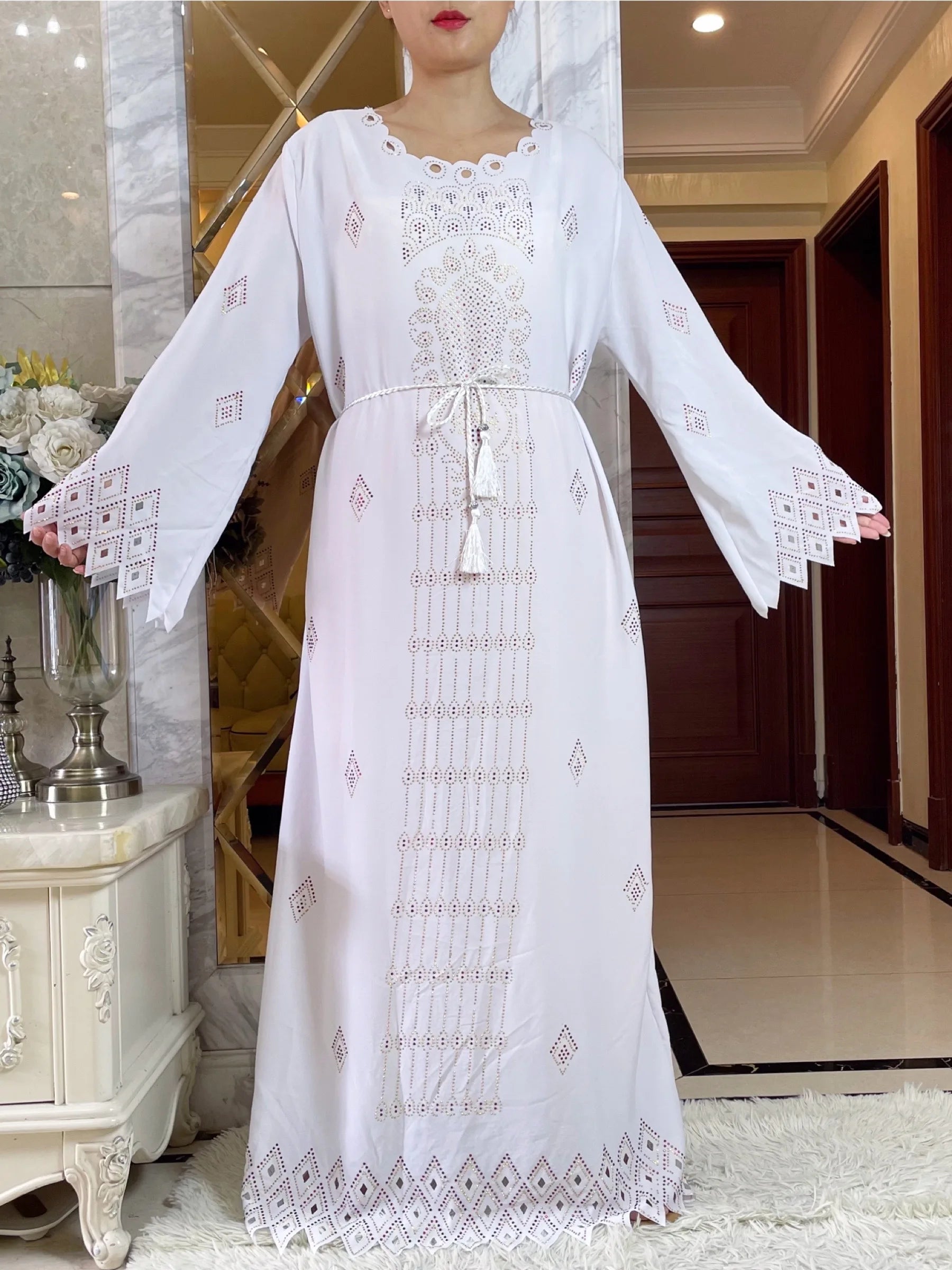 2024 mode diamants conception creuse Abaya Ramadan Eid fermé longue Abaya dubaï femmes robe musulmane modeste vêtements islamiques
