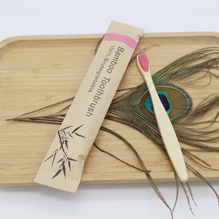 Brosses à dents en bambou 100 pièces brosse à dents réutilisable écologique adulte brosse à dents souple en bois écologique végétalien