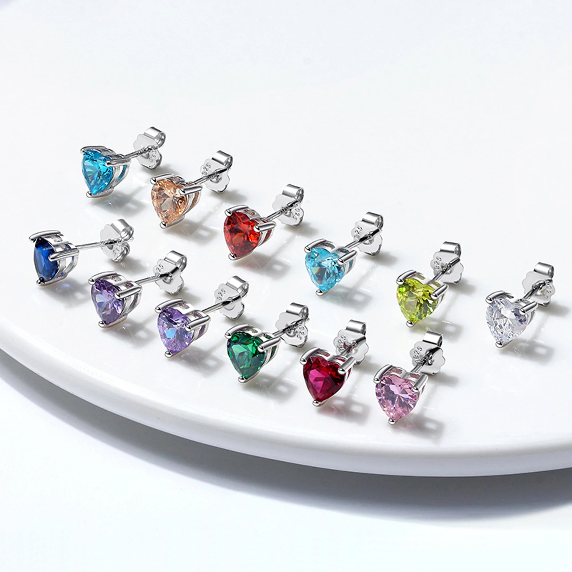 Effie Queen 925 boucles d'oreilles en argent Sterling pierre de naissance pour femmes AAA Zircon cubique 12 couleurs boucles d'oreilles mode fille bijoux SE84
