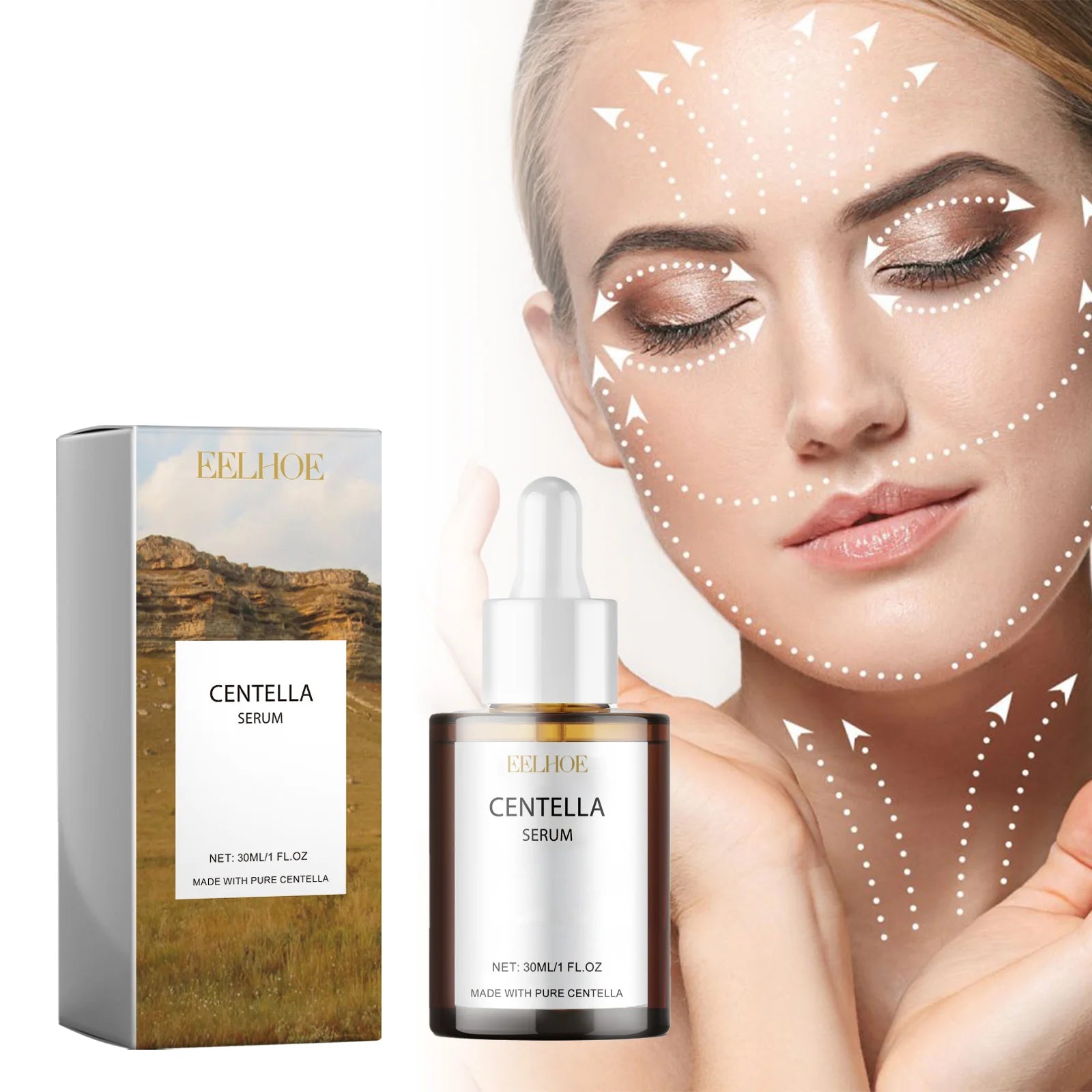 Centella Asiatica sérum 30ml soin de la peau coréen pour le visage hydratant apaisant soulagement des rougeurs Essence visage sensible végétalien soin de la peau