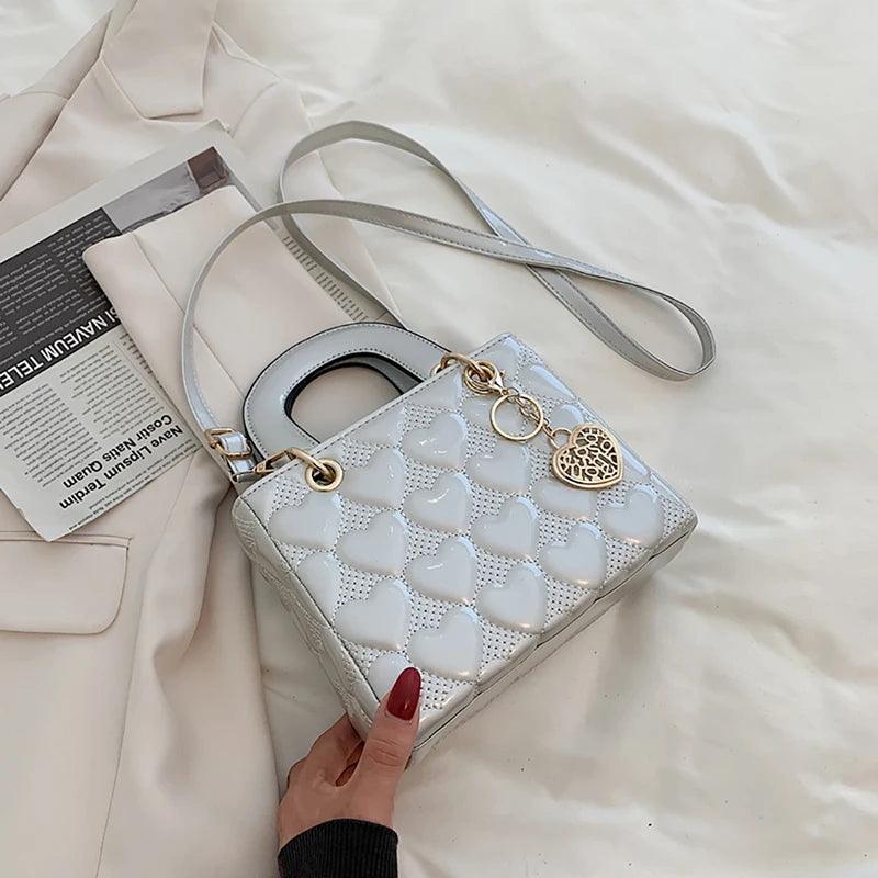 Red Love - Women's Patent Leather Handbag, Glossy Surface, High-End Design, Wedding Cuff Bag, Striking Shoulder Bag, New Fashion 