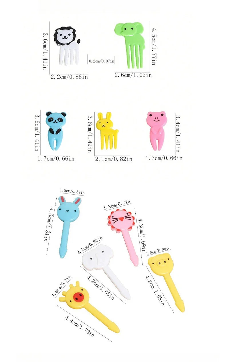 40 pièces fourchette à fruits dessin animé enfants gâteau cure-dents à fruits Mini fourchette à animaux en plastique de qualité alimentaire Bento déjeuner Bento accessoires décor de fête