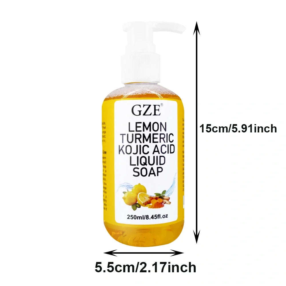Greflective Glow Lemon Curmeric Kojic Acid Liquid Regina-Nettoyant pour la peau doux, éclaircissant et nourrissant, Curmeric