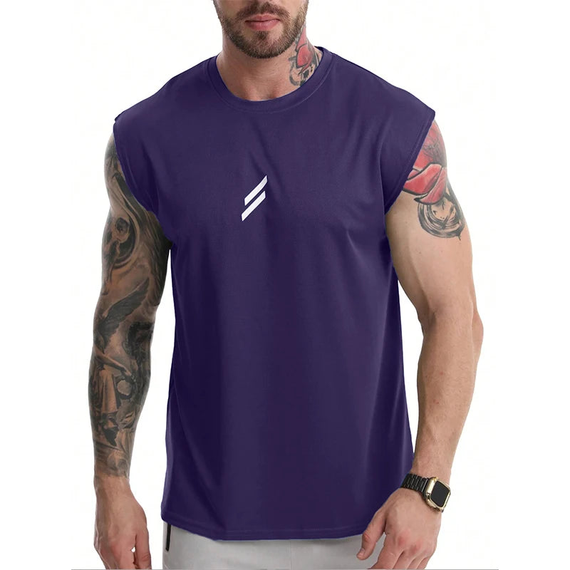Camiseta deportiva sin mangas para hombre, chaleco de secado rápido, transpirable, ample, pour entraînement, Verano