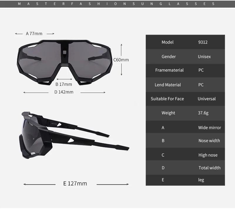 Lunettes de soleil de cyclisme en plein air pour hommes et femmes, lunettes de protection UV400, lunettes de sport coupe-vent, équitation, pêche, course, randonnée