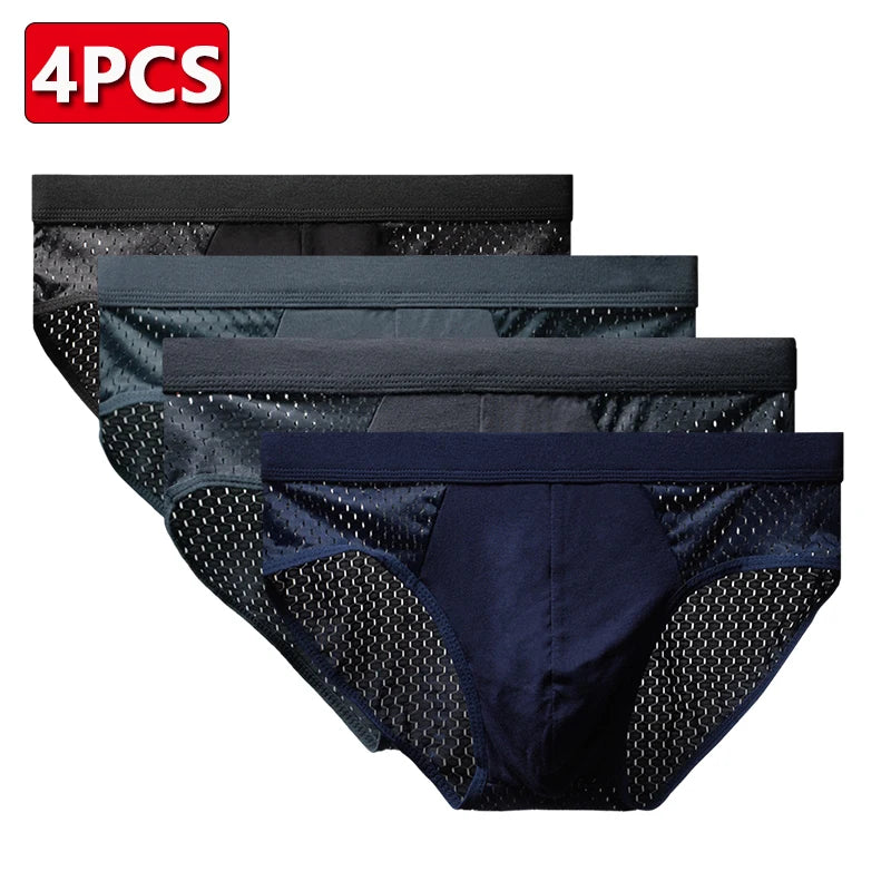Men's underwear, men's thin and breathable triangle briefs, ice silk briefs, mesh, sexy square angle pants for men's shorts