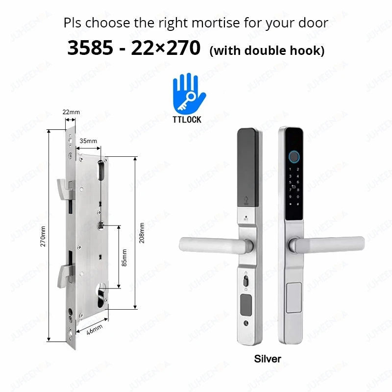 Serrure intelligente pour porte coulissante étanche, application TTLock Alexa, Code numérique par empreinte digitale, carte RFID, Anti-serrure électronique en verre d'aluminium