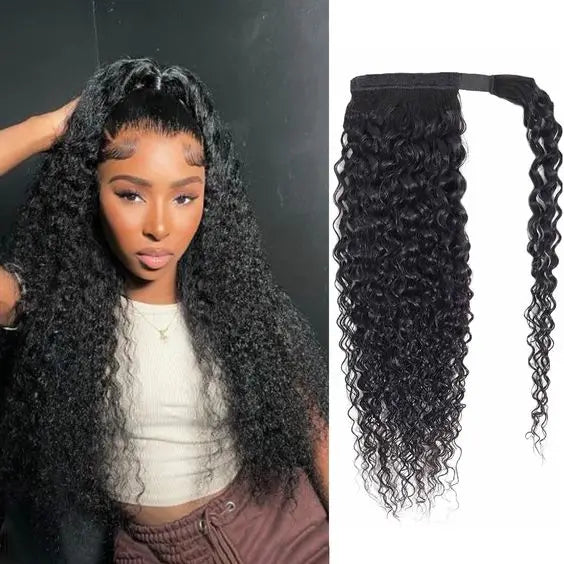100G queue de cheval Extensions de cheveux humains enveloppe droite autour de la prêle 100% Remy cheveux humains 10 "-32" Extension de queue de cheval pour les femmes