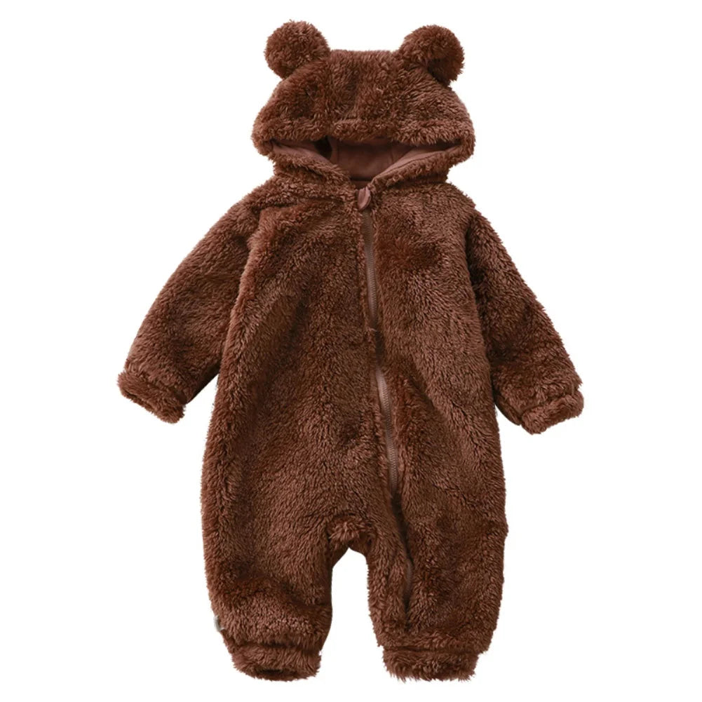Vêtements d'hiver pour bébé de 0 à 24 mois, barboteuse ours de dessin animé mignon, pyjama pour nourrissons garçons et filles, Costume Animal, combinaison à fermeture éclair