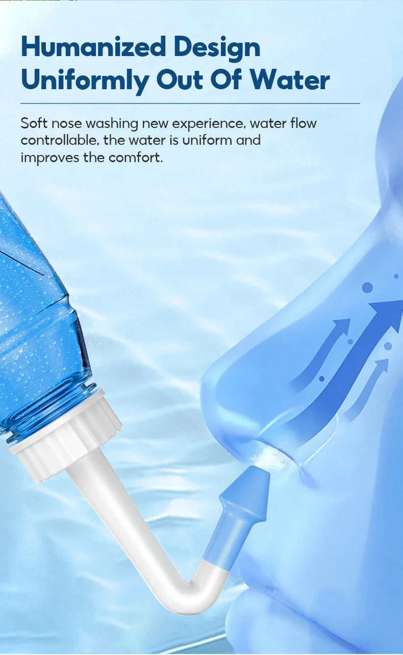Nasal cleaner for sinusitis, nasal wash, for adults and children, allergic rhinitis treatment, nasal irrigator, neti pot, nasal cleaning tool, 330ml
