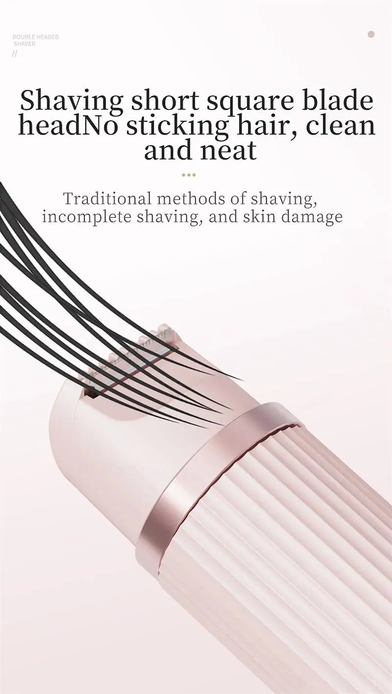 Tondeuse à barbe 2 en 1 rasoir électrique pour femmes Double tête épilation du corps aisselles Bikini tondeuse à barbe rasoir électrique