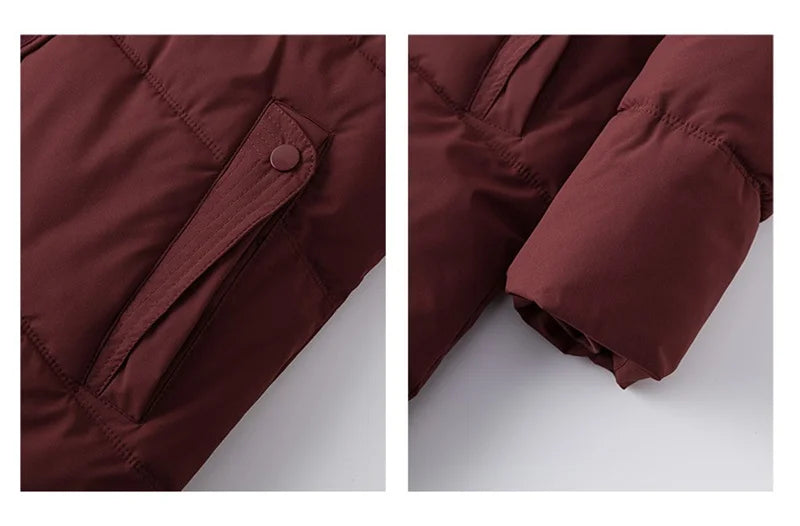 Parka d'hiver à col en fourrure pour femme, veste x-longue rembourrée en coton, manteau épais et chaud, Streetwear avec ceintures, vêtements d'extérieur Slim, à la mode, 2025