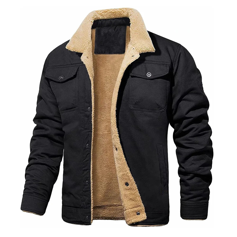 2025 mode veste polaire pour hommes couleur unie épais vêtements d'extérieur chauds hauts qualité automne hiver manteaux décontractés noir hommes vestes