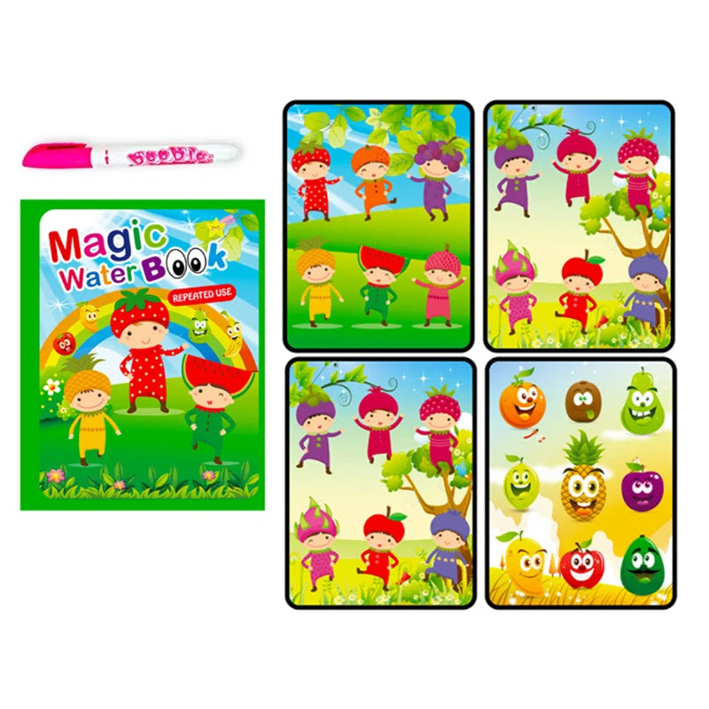 Jouets d'éducation précoce pour enfants, livre magique avec stylo, dessin à l'eau, jouets Montessori, livre de coloriage réutilisable, livre de dessin magique