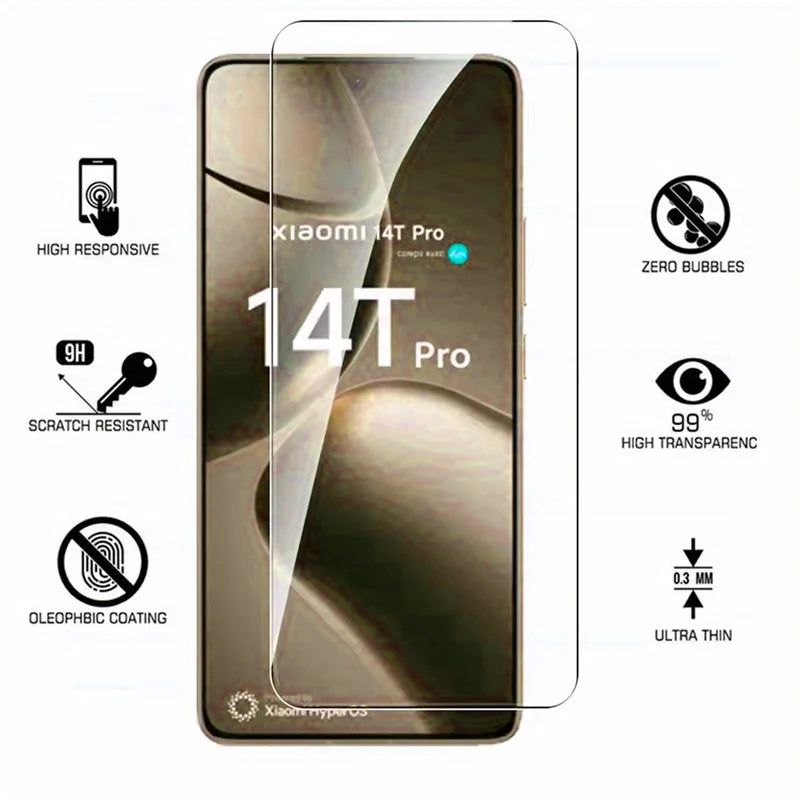 Tempered glass screen protector, 3-pack, for Xiaomi Mi 15T, 14T, 13T Pro; Protective film for Xiaomi Mi 12T, 11T, 10T Pro