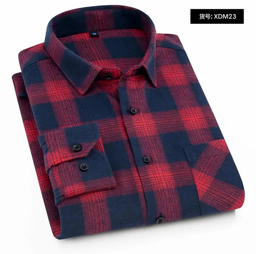 Chemise décontractée en coton à carreaux pour hommes, chemise habillée en glouton, manches longues, coupe couvertes, mode printemps et automne, 2025