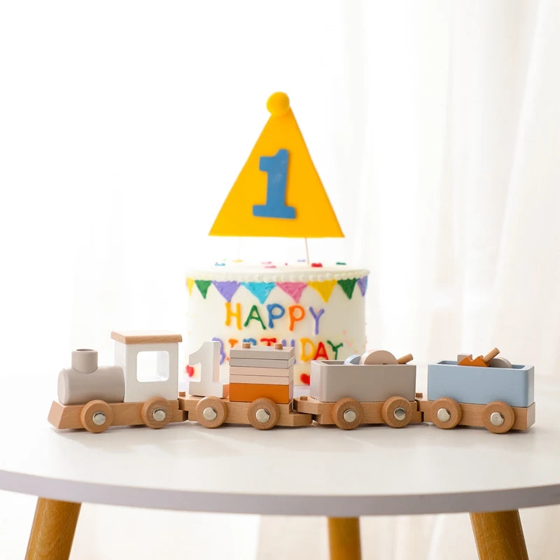 Jouets Montessori Train en bois jouet d'anniversaire bébé jouets éducatifs chariot en bois bébé jouets d'apprentissage nombre de bois bébé jouets cadeaux
