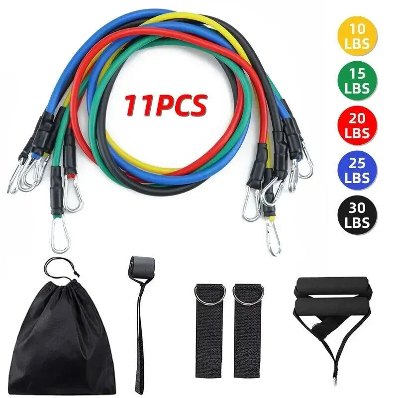 11 pièces/ensemble corde de traction, bandes de résistance, équipement de Fitness Portable, sangle de cheville, extenseur de poitrine, bande d'exercice élastique