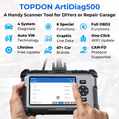 Topdon outil de Diagnostic de voiture tous les systèmes OBD2 Scanner de Diagnostic moteur ABS SRS Airbag outil de balayage automatique lecteur de Code ArtiDiag500