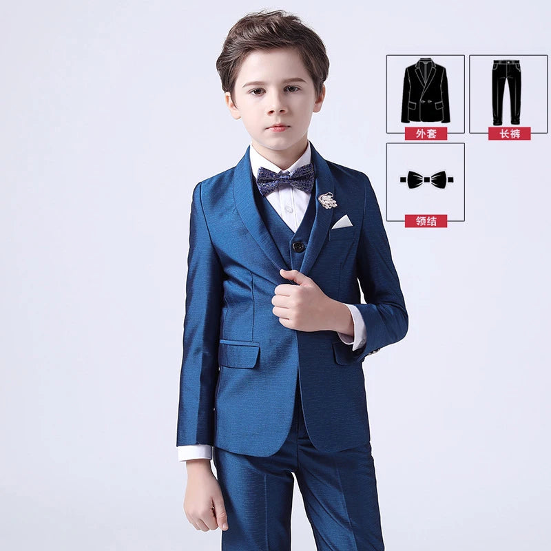 Children's Wedding Show Suit, Formal Suit, Blazer, Jacket, Pants, Bow Tie, 3 Pieces