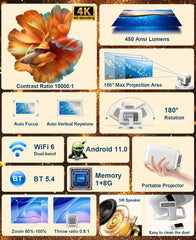 PROGAGA PG370 1080P projecteur Full HD pour film WiFi Android projecteur 4K PG370 Smart TV Home cinéma Mini projecteur vidéo Portable vidéoprojecteur videoprojecteur 4k projecteur projecteur vidéo retroprojecteur 4k