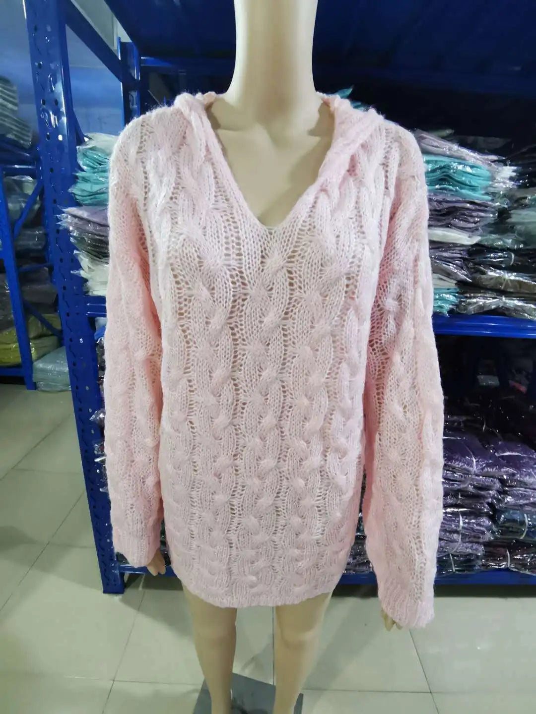 20 Colors Women's Loose Twist Knot Knitted Sweaters Autumn Winter Women's Hooded Knit Pullover Coats XXBLH-1058