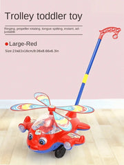 Dessin animé avion jouet chariot jouet éducatif pour enfants en bas âge enfants apprentissage marche main pousser avion jouet pousser
