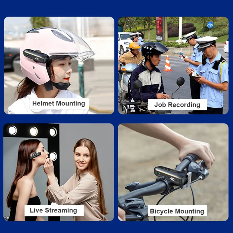 Nouveau 4K 30FPS caméra montée sur la tête portable WiFi caméscope caméra 120 ° Caméra de contrôle APP anti-secouement à objectif grand angle