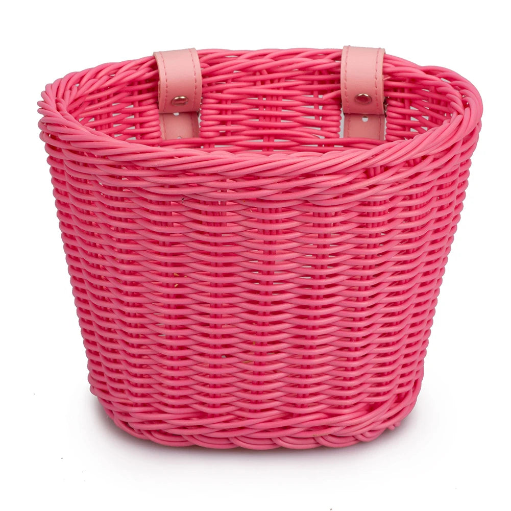 Mir de vélo en rotin tissé à la main pour enfants, ensemble de cloche, pompon, autocollants, guidon avant, accessoires de vélo