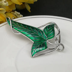 Green leaf elf brooch of Lorien, Tolkien Galadriel Legolas Frodo Baggins Aragorn tree enamel badge film jewelry wholesale