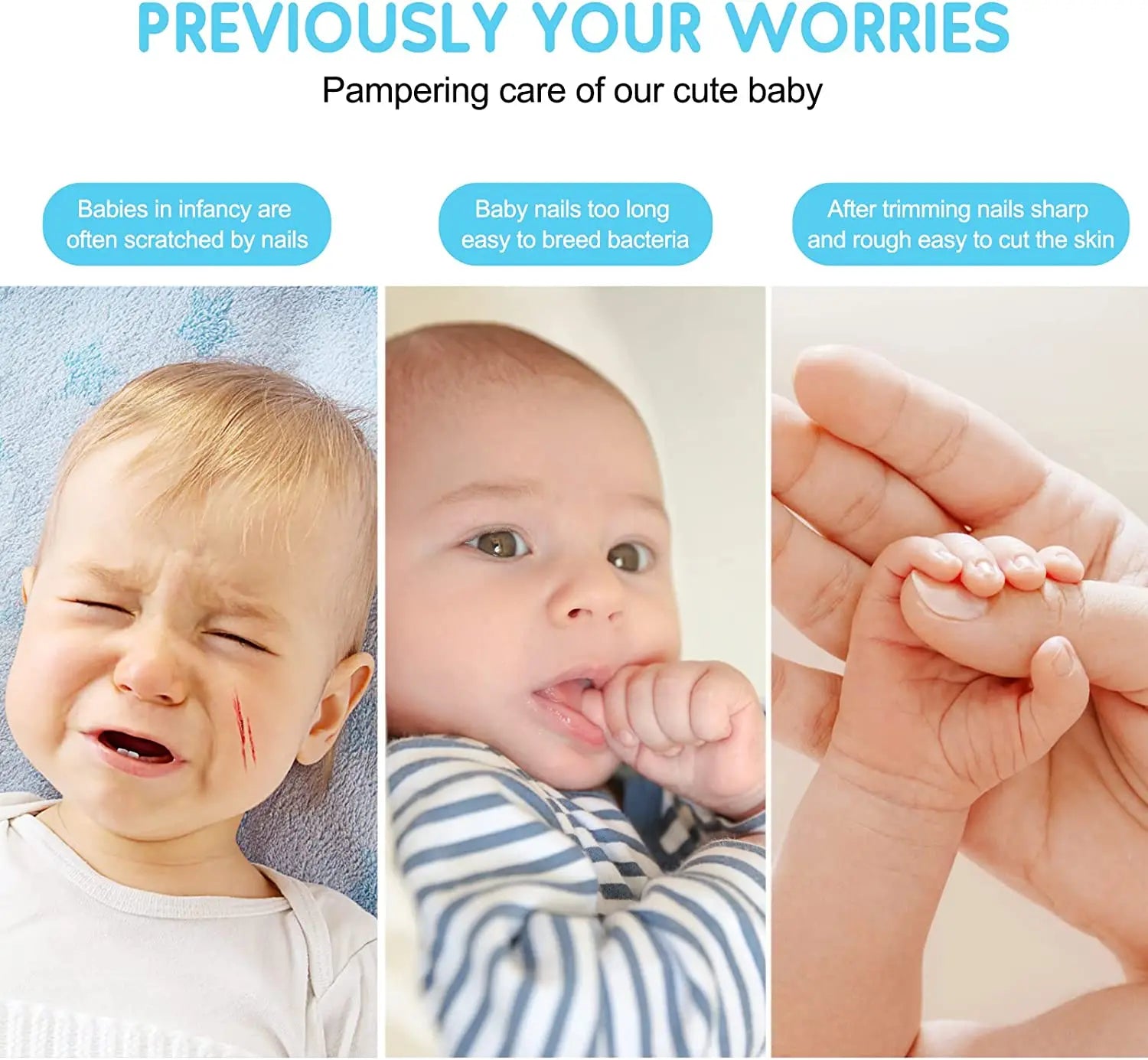 Coupe-ongles électrique pour bébé, outil de polissage des ongles pour enfants, soins pour bébé, coupe-ongles multifonctionnel, ensemble de manucure pour nourrissons