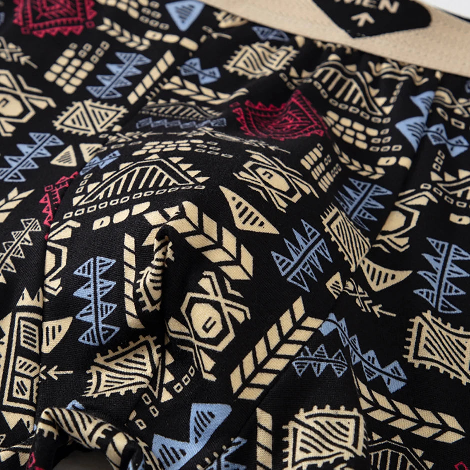 Fashionable and versatile printed underwear for men, 5-piece set, all seasons, comfortable, plus size, youthful boxer shorts, casual shorts