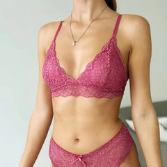 Femmes dentelle florale soutien-gorge culotte ensemble push-up Bralette taille basse slips Sexy ensemble de Lingerie sans fil brassière femme sous-vêtements en dentelle