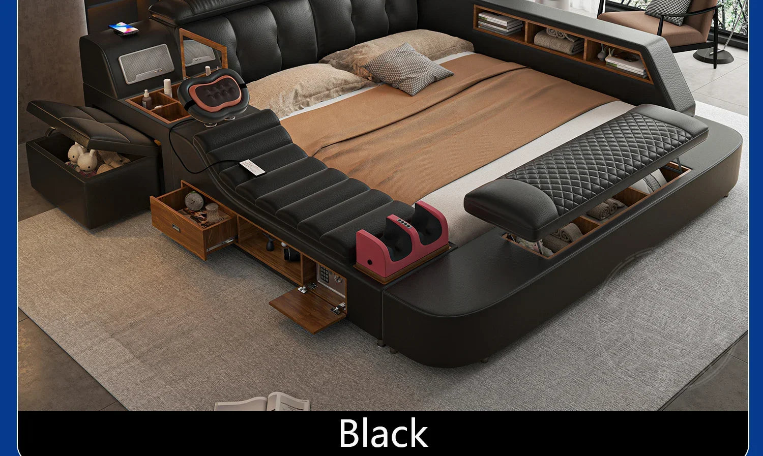 Lit Double moderne filles Design chambre intelligente reine King Size lit beauté dormir princesse cuir Cama salon Suite meubles