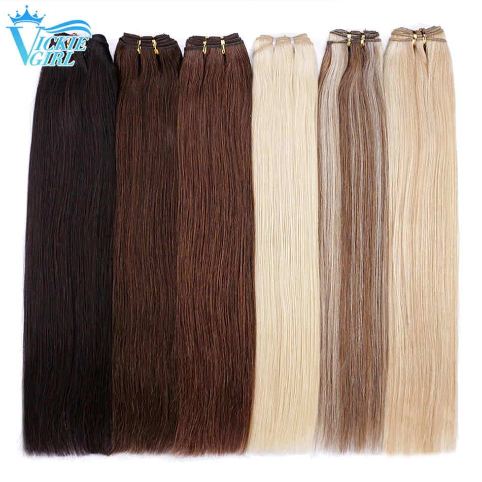 Straight Human Hair Weft Bundles Ombre Blonde Human Hair Extensions 100g/piece 16"-28" Skin Color Remy Straight Double Weft