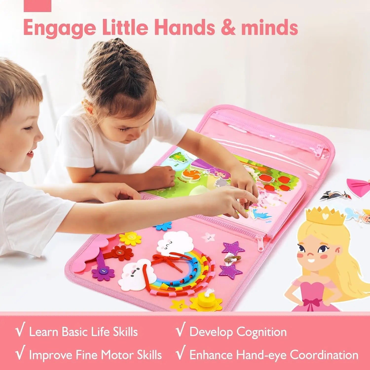 Jouets pour tout-petits, planche occupée, jouets Montessori, sac à dos occupé, activités d'apprentissage préscolaire, jouets pour enfants avec numéro, forme, habillage