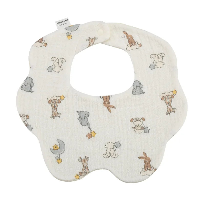 Bavoirs en coton imperméables pour nouveau-né, tissus réglables pour nourrissons filles et garçons, bavoir imprimé de dessin animé mignon, accessoires d'alimentation pour bébé