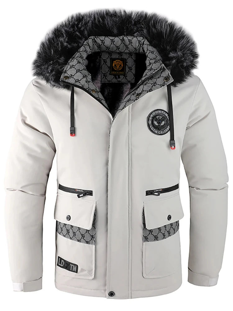 Men's cotton hooded jacket, casual style, windproof, padded, cool solid color, simple cotton clothing, autumn and winter