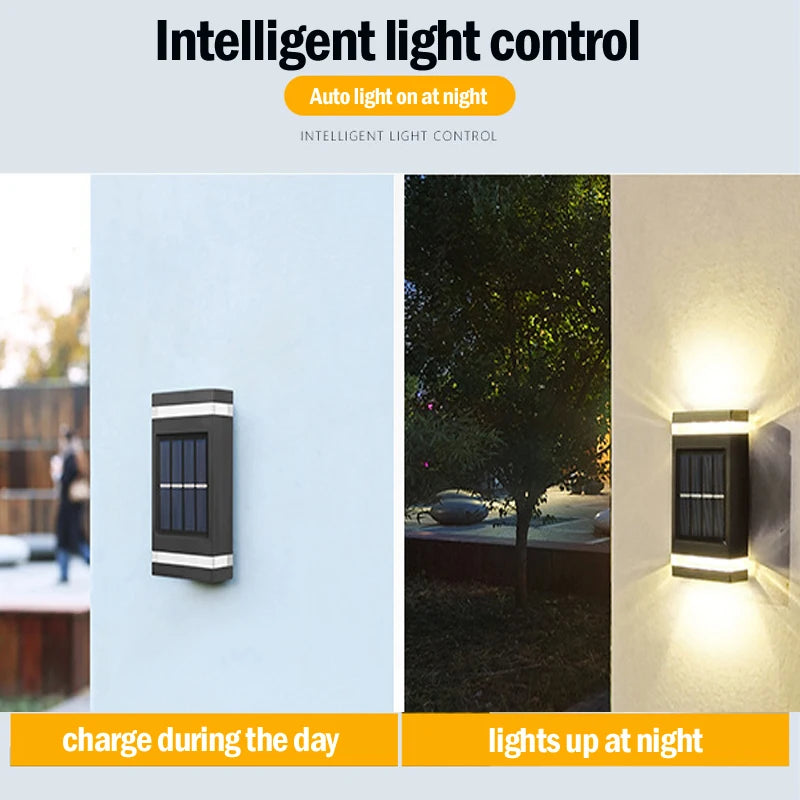 Lampe murale solaire extérieure étanche à énergie solaire éclairage haut/bas pour jardin cour décoration extérieure de la maison IP65 lumière de chemin solaire
