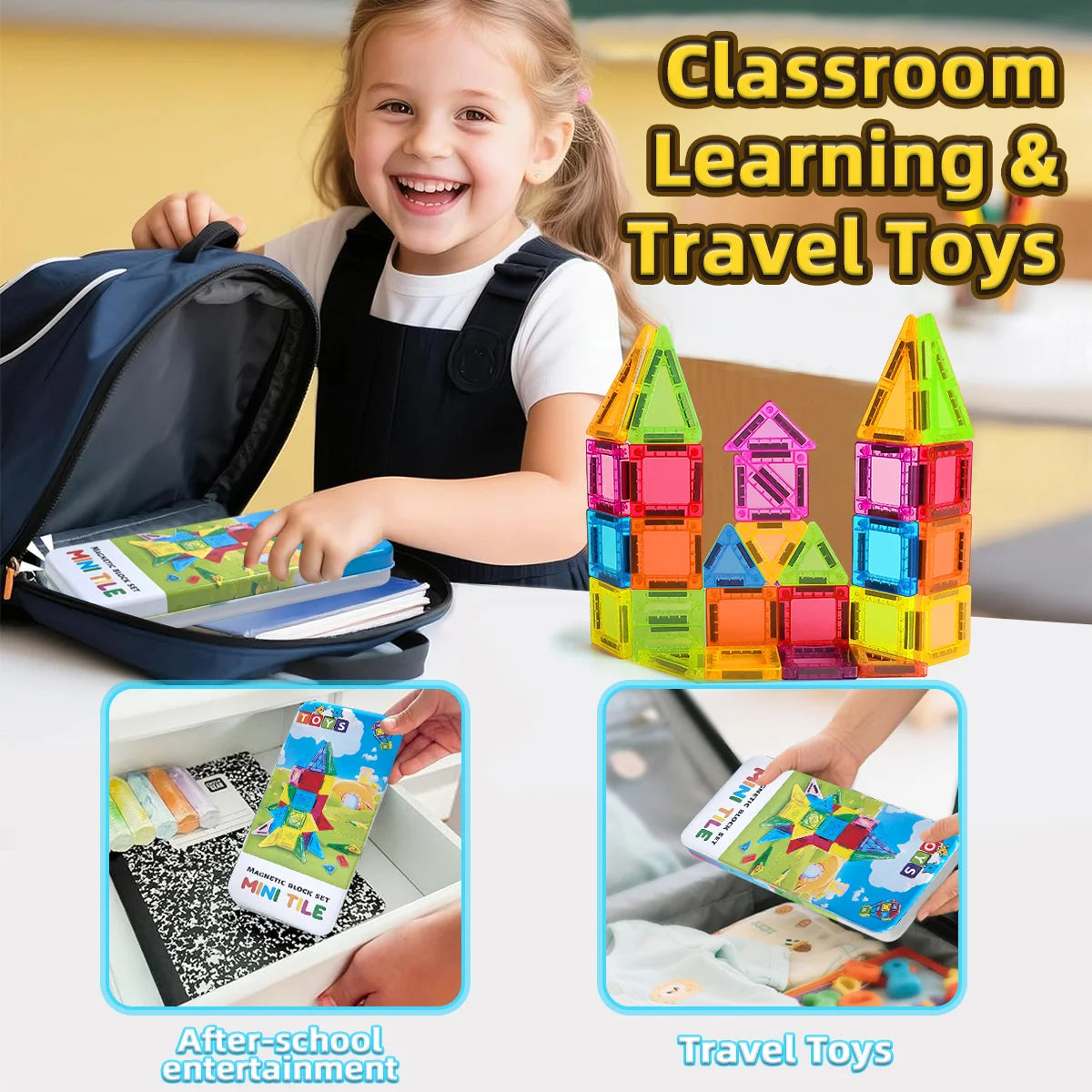 Construction de créateur de modèles de bricolage, ensemble de jouets de blocs de Construction magnétiques, jouets éducatifs Montessori pour blocs magnétiques, cadeaux pour enfants